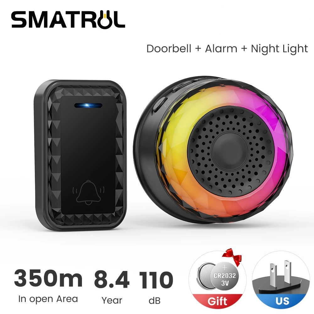 Smatrul WIRELESS DOOR BELL - BLACK 1 BUTTON / 1 RECEIVER