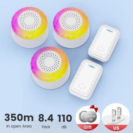SMATRUL WIRELESS DOOR BELL - WHITE 2 BUTTON / 3 RECEIVERS