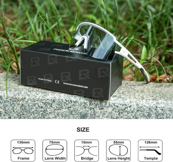 Rockbros Half Frame UV400 PHOTOCHROMIC SPORTS GLASSES - WHITE