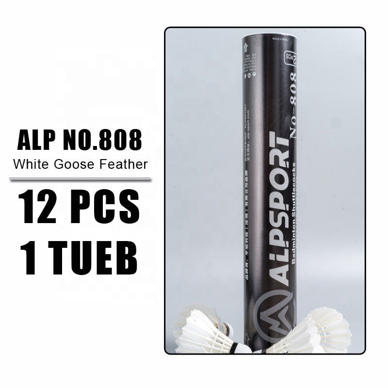 ALP SPORT SY808 - ALP 808 12pcs/Tube Shuttlecocks White Goose Feather 76-77 DUCK FEATHER BALL