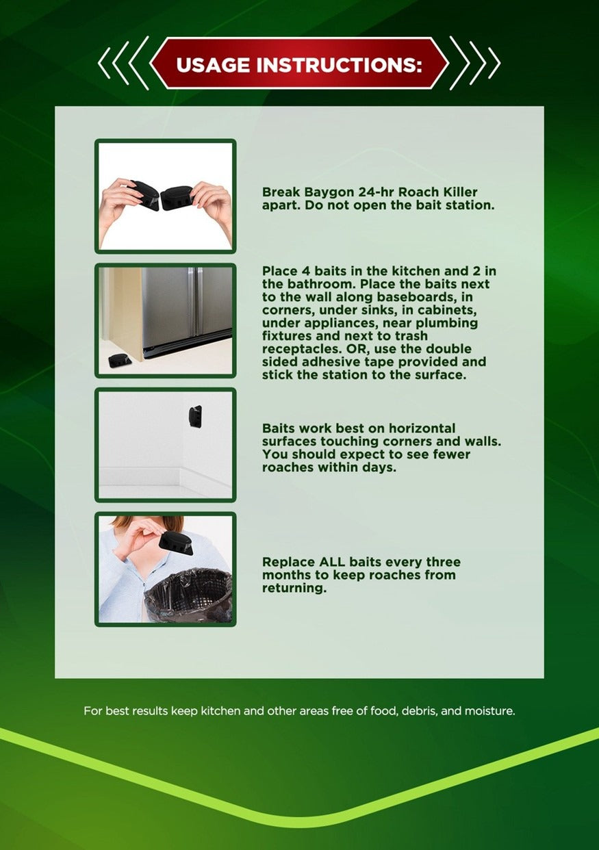 Baygon 24-Hour Cockroach Killer 6's - Pack of 3 Safe to Use in sensitive Places