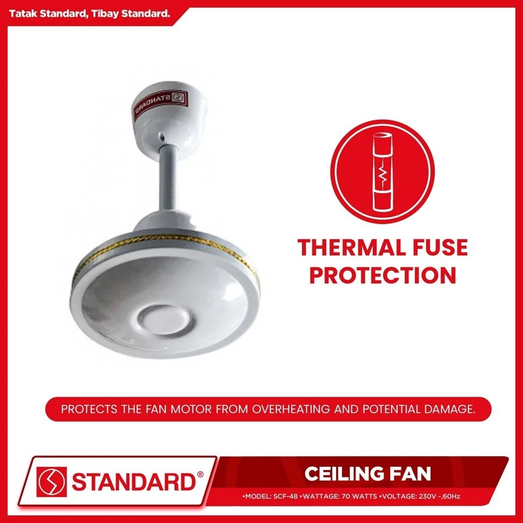 STANDARD CEILING FAN 48" 70W, Diameter Metal Blade- 4 Speed Remote Switch
