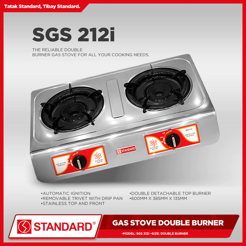 STANDARD DOUBLE BURNER LPG Gas Stove - (BURNER ONLY) 600mm x 385 x 135mm