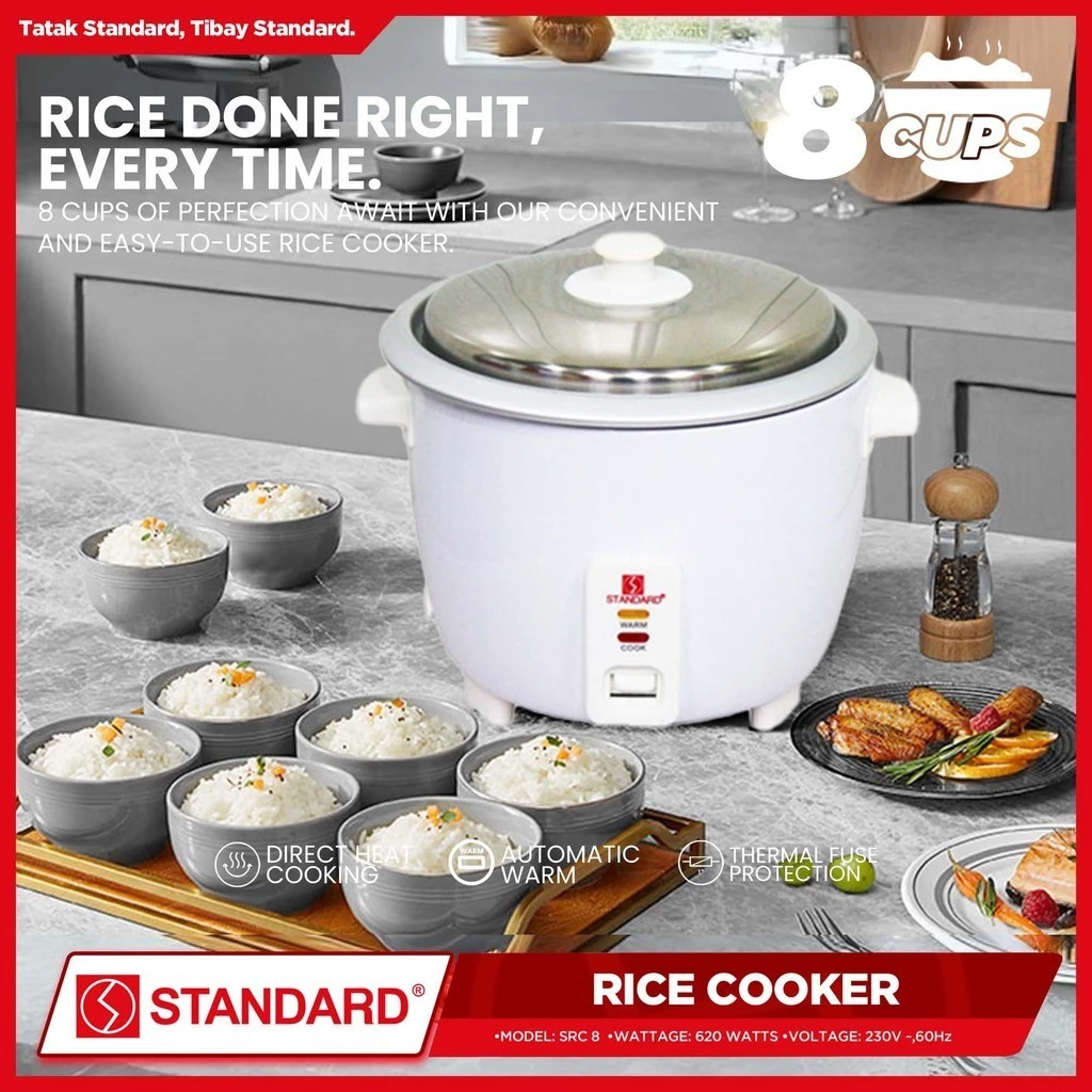 STANDARD RICE COOKER 1.5L (Plain White) For 6-8 person use
