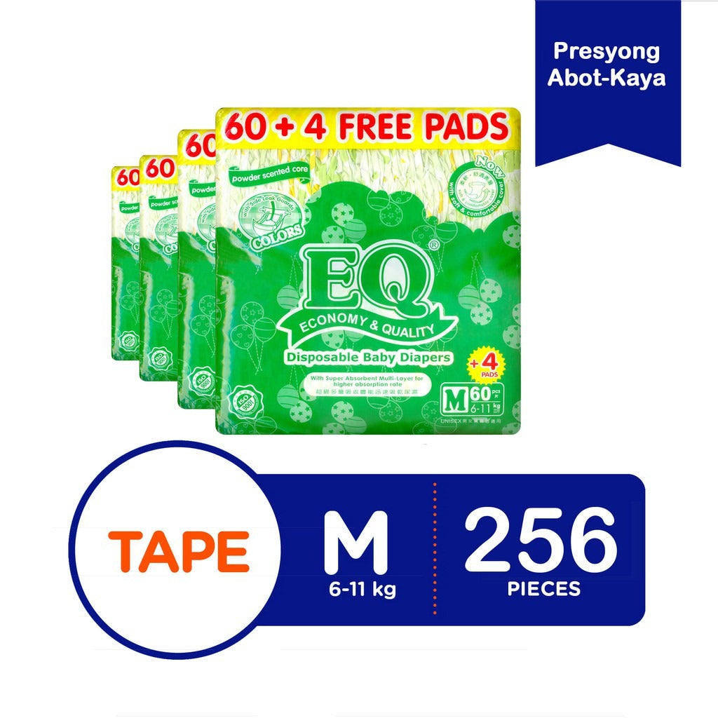 EQ Colors Jumbo Pack 64's Tape Baby Diapers (6-11kg) - Medium