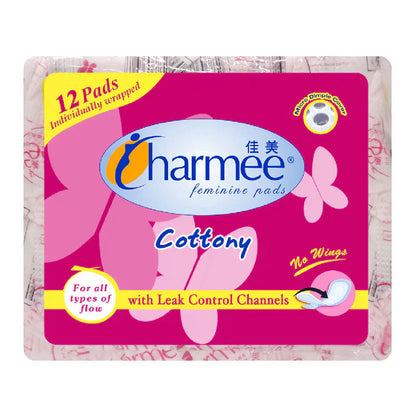 CHARMEE Sanitary Napkin for ALL Types of Flow w/o wings (No wings) 12's x 24 - 1 case