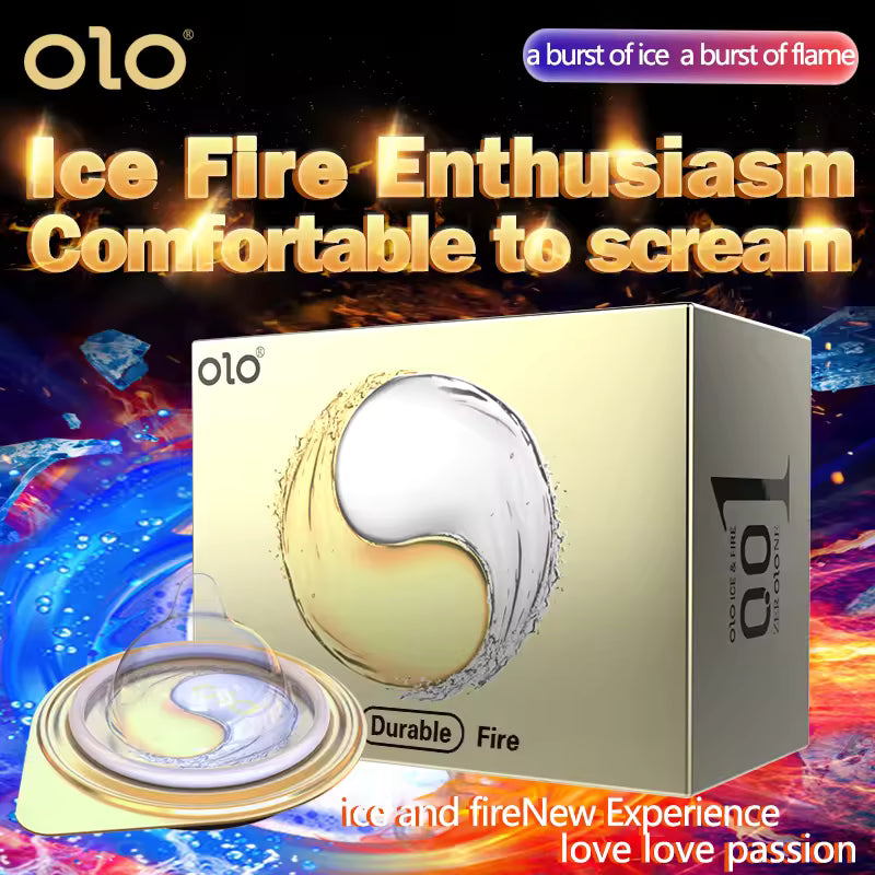 OLO FIRE AND ICE OIL DELAY CONDOM Round Packaging - 10pcs