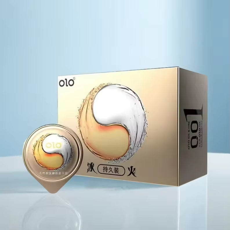 OLO FIRE AND ICE OIL DELAY CONDOM Round Packaging - 10pcs