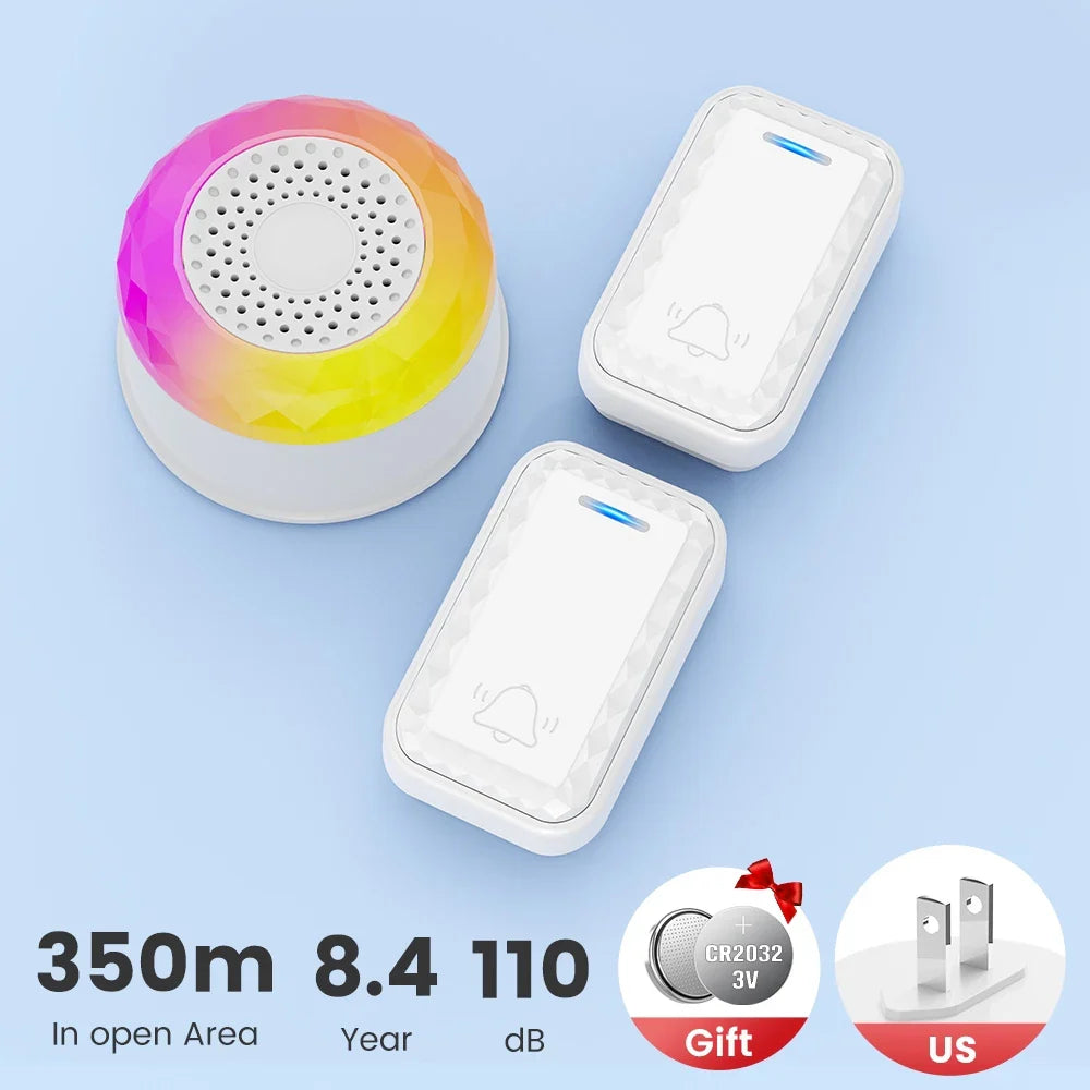 SMATRUL WIRELESS DOOR BELL - WHITE 2 BUTTON / 1 RECEIVER