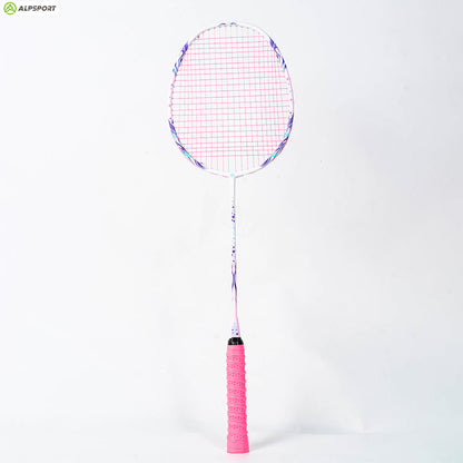 ALP SPORT TXCF 1pc 4U BADMINTON RACKET - ALP Cherry Carbon Fiber Pink & Purple Goddess Model with Leather Carrying Bag
