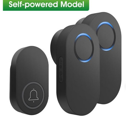 Smartrul Self-Powered Wireless Model Doorbell - BLACK 1 Button / 2 Receiver