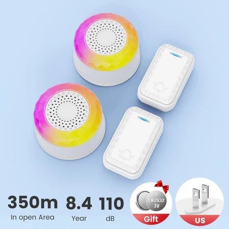 SMATRUL WIRELESS DOOR BELL - WHITE 2 BUTTON / 2 RECEIVERS