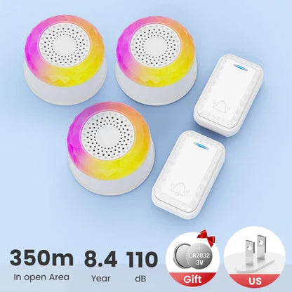 SMATRUL WIRELESS DOOR BELL - WHITE 2 BUTTON / 3 RECEIVERS