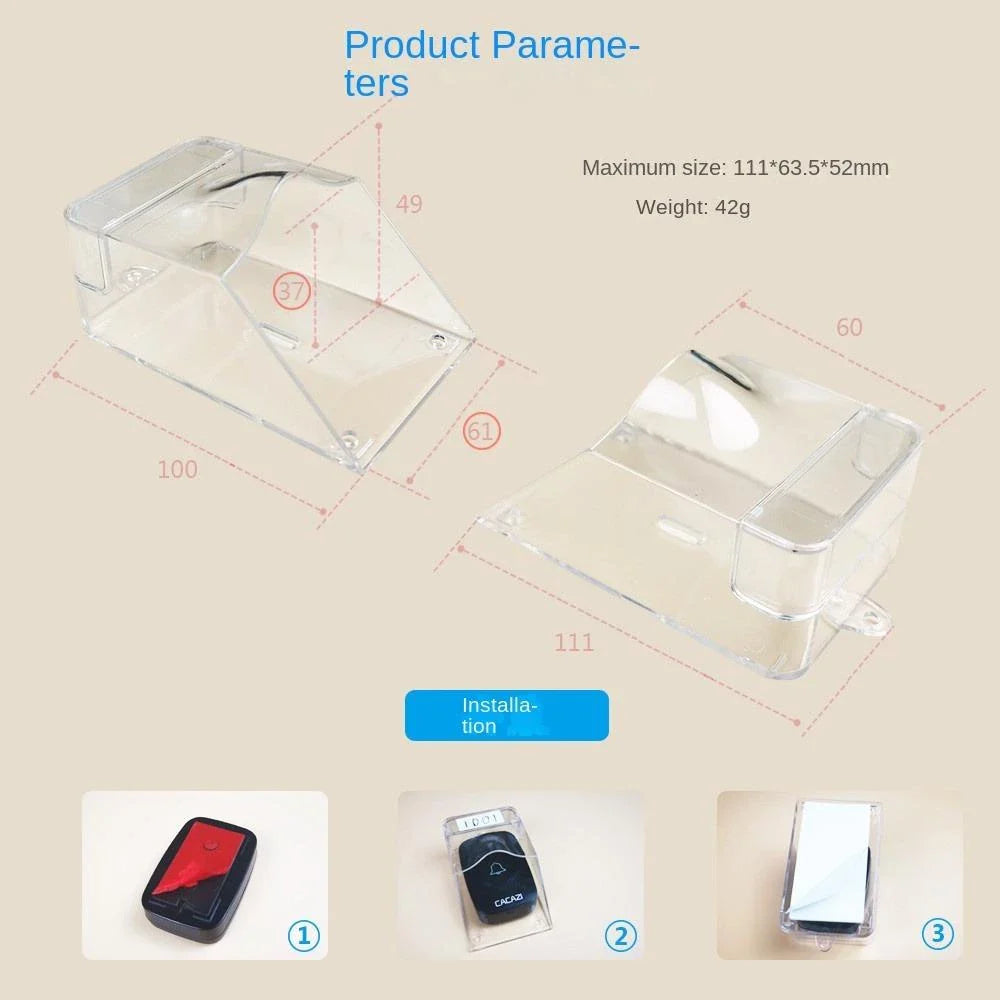 Waterproof Outdoor Cover for Home Door Wireless Doorbell - Transparent