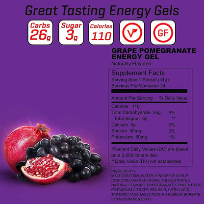 GRAPE POMEGRANATE Carb Boom Energy Gel Single Serve Packet Sachet 41g - EXP DATE MAY 23, 2026