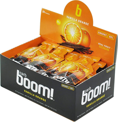 10 pcs VANILLA ORANGE CAFFEINE Carb Boom Energy Gel Single Serve Packet Sachet 41g - EXP DATE MAY 23, 2026