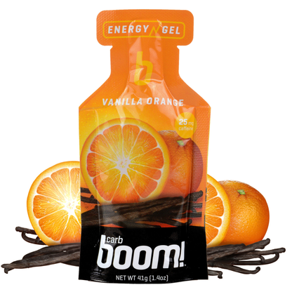 VANILLA ORANGE CAFFEINE Carb Boom Energy Gel Single Serve Packet Sachet 41g - EXP DATE MAY 23, 2026