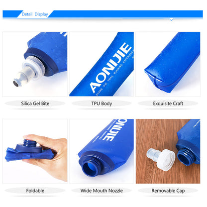 Aonijie Soft Flask Folding Water Bottle with Straw TPU - 350ml