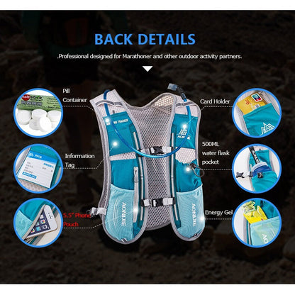 Aonijie Hydration Backpack Running Vest 5L - MINT GREEN (Vest Only)