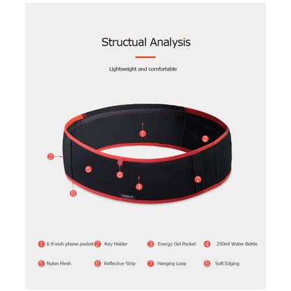 Aonijie Slim Waist Belt with 250ml Soft Flask - BLACK BLUE S/M