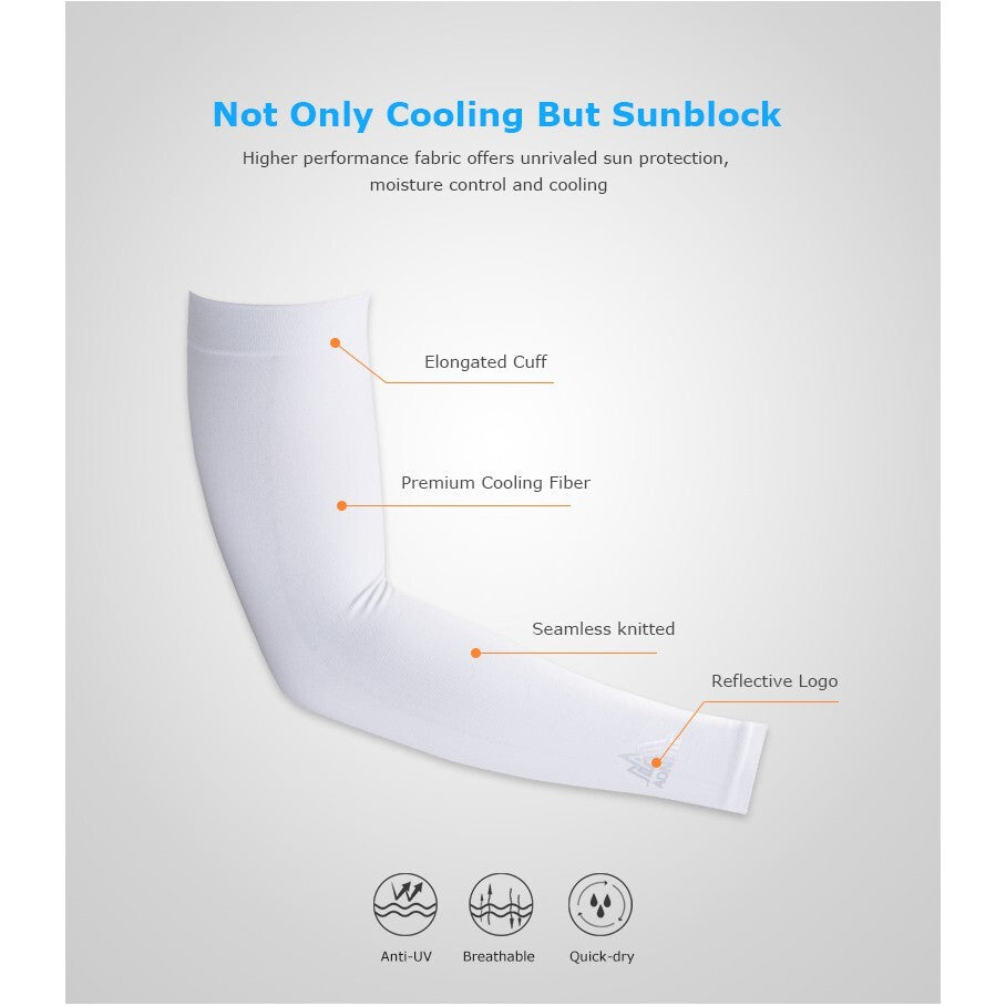 Aonijie COOLING ARM SLEEVES - WHITE NO THUMB HOLE