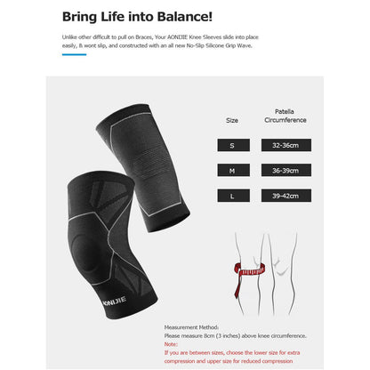 Aonijie 4108 COMPRESSION KNEE PAD 1PC Knee Brace Support - BLACK MEDIUM