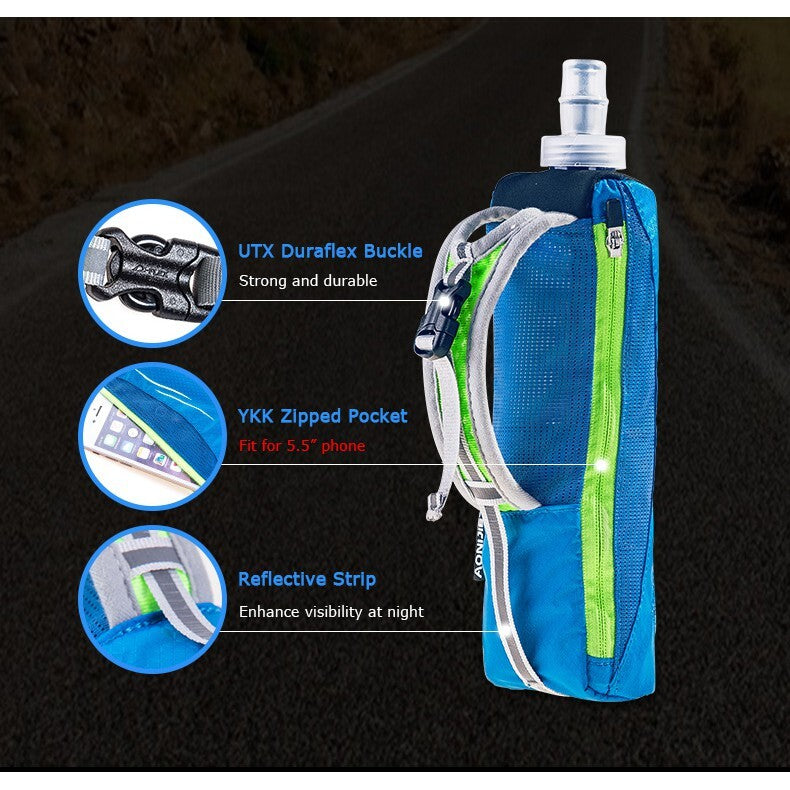 Aonijie Handled Water Bottle Pouch and Phone Case with 500ml Soft Flask - Orange