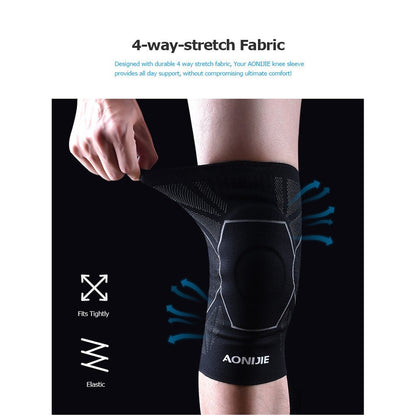 Aonijie 4108 COMPRESSION KNEE PAD 1PC Knee Brace Support - BLACK MEDIUM
