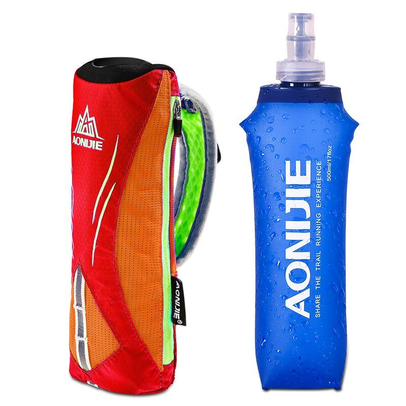 Aonijie Handled Water Bottle Pouch and Phone Case with 500ml Soft Flask - Orange