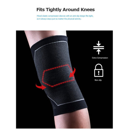 Aonijie 4108 COMPRESSION KNEE PAD 1PC Knee Brace Support - BLACK MEDIUM