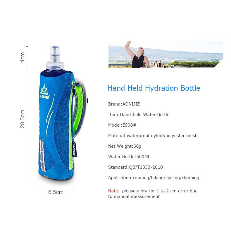 Aonijie Handled Water Bottle Pouch and Phone Case with 500ml Soft Flask - BLUE