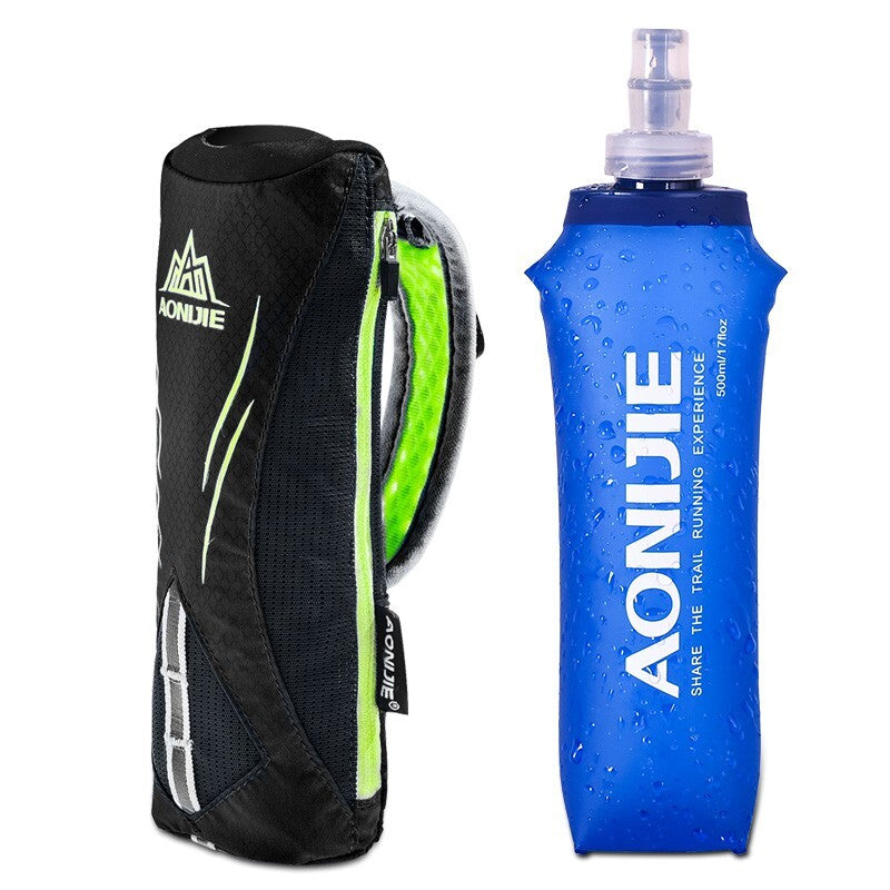 Aonijie Handled Bottle Pouch and Phone Case with 500ml Soft Flask - BLACK