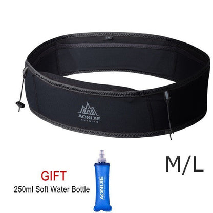 Aonijie Slim Waist Running Belt with 250ml Soft Flask - BLACK M/L