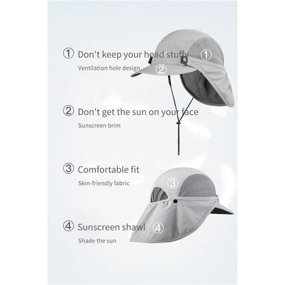 Aonijie BLACK SUN PROTECTION CAP with Detachable Neck Flap Cover