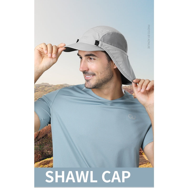 Aonijie BLACK SUN PROTECTION CAP with Detachable Neck Flap Cover