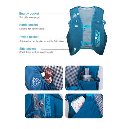 Aonijie Professional Hiking Hydration Backpack Running Vest 12L - ORANGE L/XL