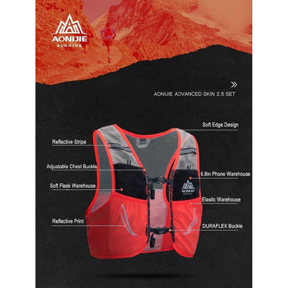 Aonijie Hydration Backpack Running Vest 2.5L - ORANGE L/XL