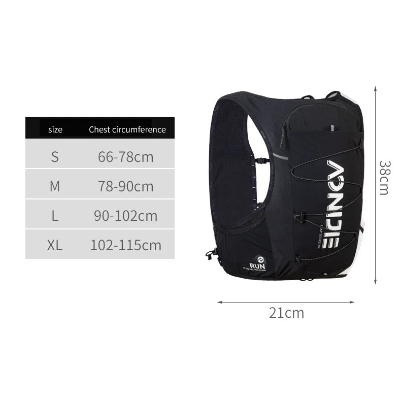 Aonijie Trail Running Vest Backpack 10L - BLACK WHITE L