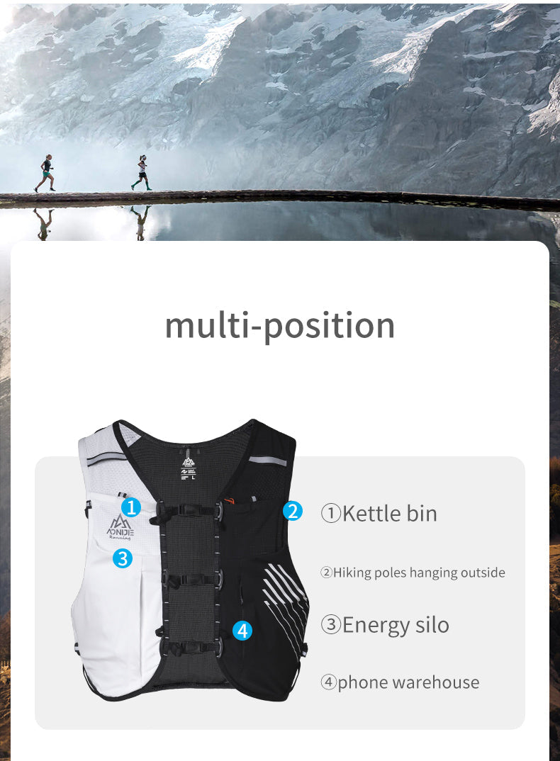 Aonijie Trail Running Vest Backpack 10L - BLACK WHITE L