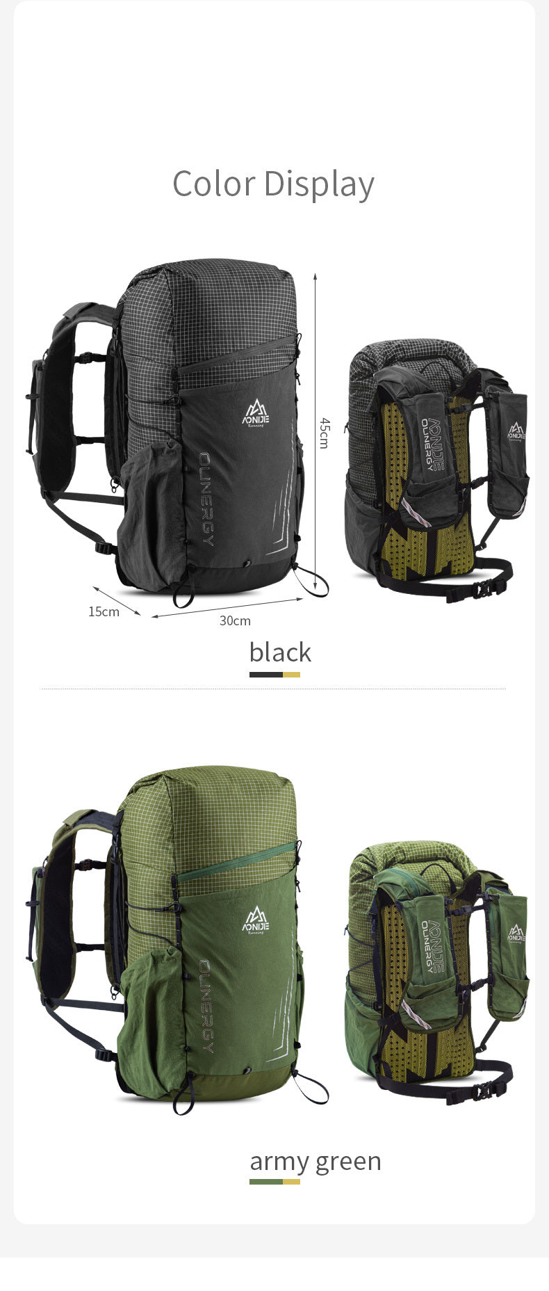 Aonijie Outdoor Travel Backpacks Large Capacity Hydration - GREEN