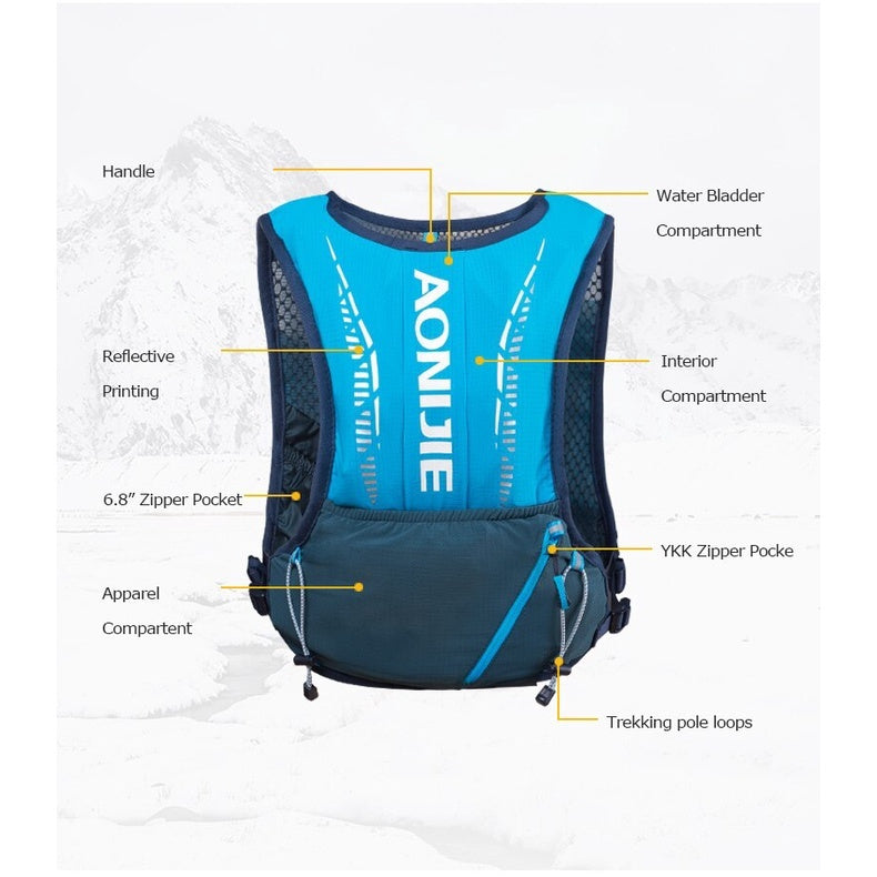 Aonijie Running Vest Hydration Backpack 5L - BLACK (Vest Only)