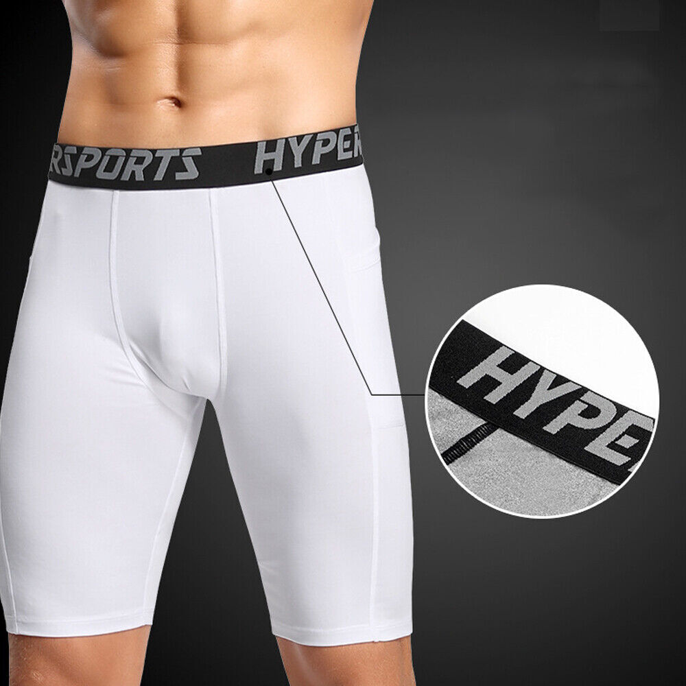 MEN'S COMPRESSION RUNNING SHORTS - BLACK (POLYESTERSOFT FABRIC) with 2 pockets