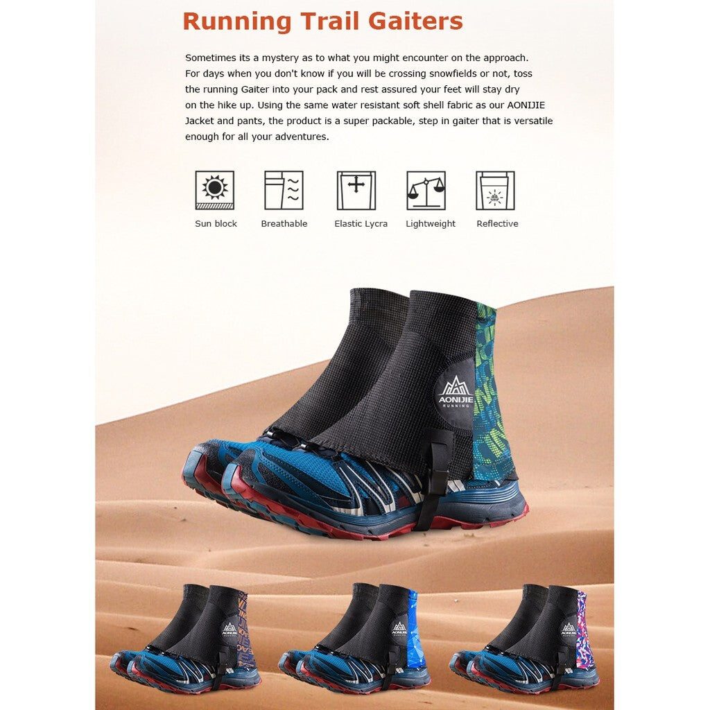 Aonijie E941 BROWN  TRAIL RUNNING GAITERS STRECTH FABRIC OMFORTABLE, ADJUSTABLE