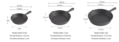 Happiness CAST IRON SET - 3 Versatile pans with 2 durable glass lids  - Pre Seasoned