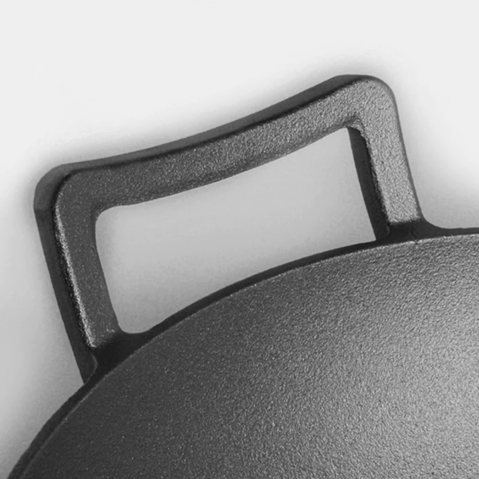 Happiness CAST IRON WOK 36cm x 10cm - Pre Seasoned Wok with Glass Lid