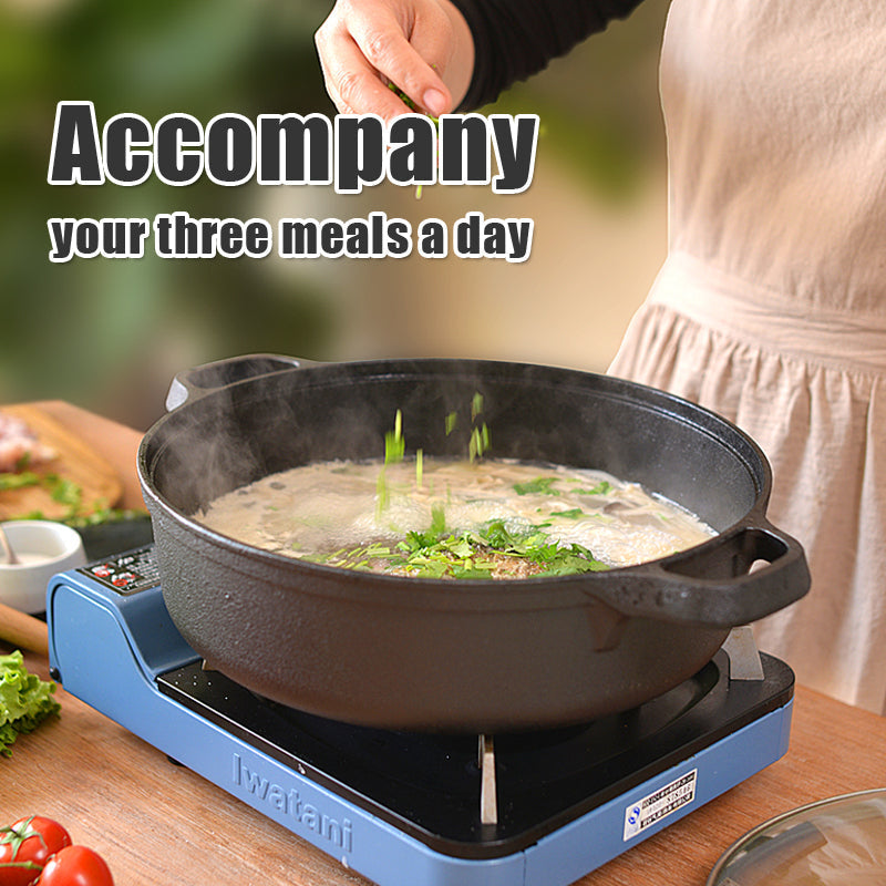 Happiness CAST IRON COOKING PAN 33cm x 9cm with glass lid