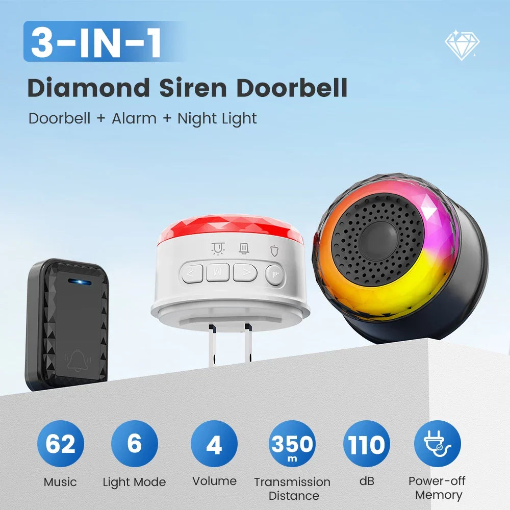 SMATRUL WIRELESS DOOR BELL - WHITE 1 BUTTON / 1 RECEIVER