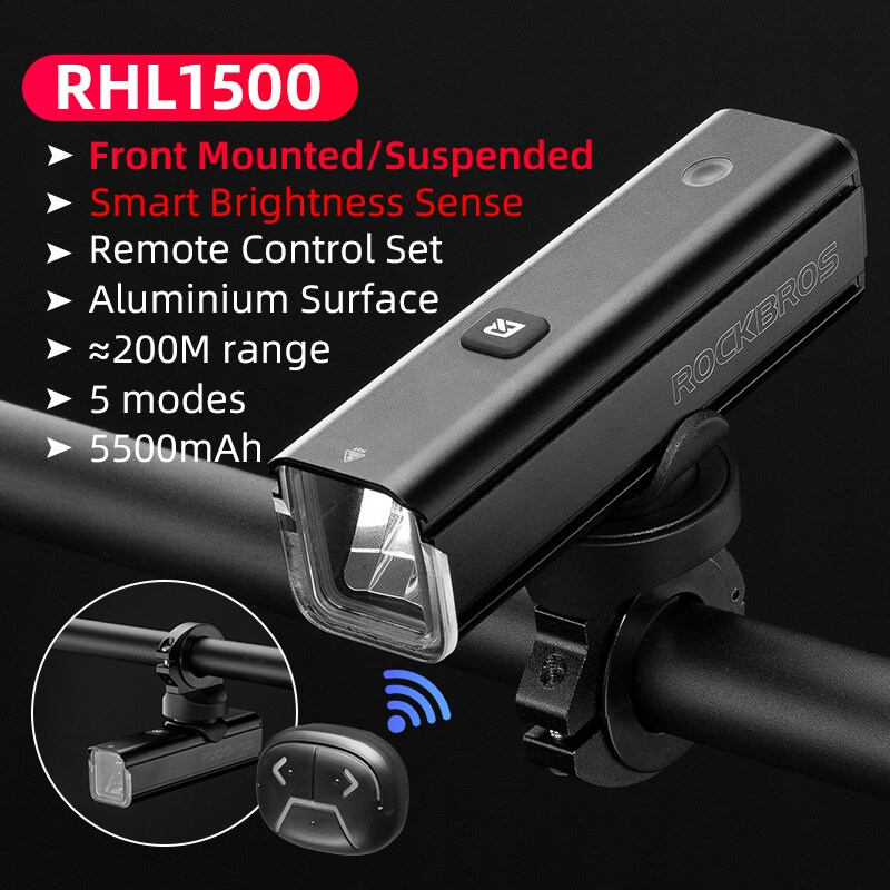 Rockbros  BICYCLE FRONT LIGHT  Lumens Rechargeable 1500
