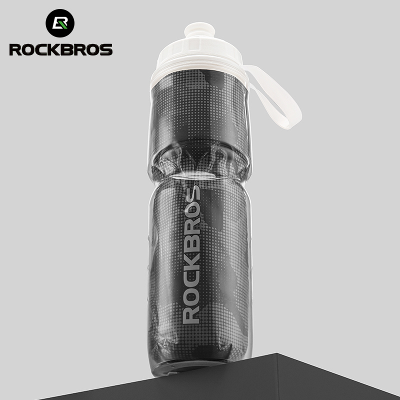 Rockbros INSULATED CYCLING Sports WATER BOTTLE with handle 670ml ALUMINUM and LEAK PROOF