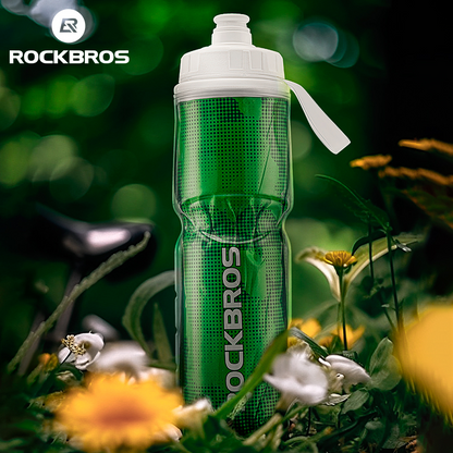 Rockbros INSULATED CYCLING Sports WATER BOTTLE with handle 670ml ALUMINUM and LEAK PROOF